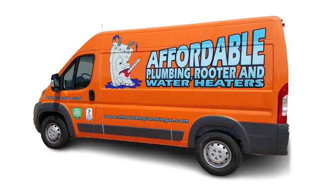 Affordable plumbing, rooter and water heater van in service